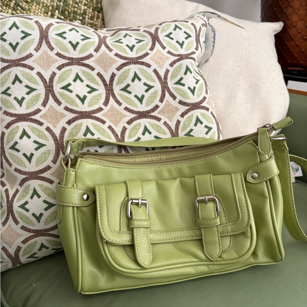 Green Faux Leather Shoulder Bag